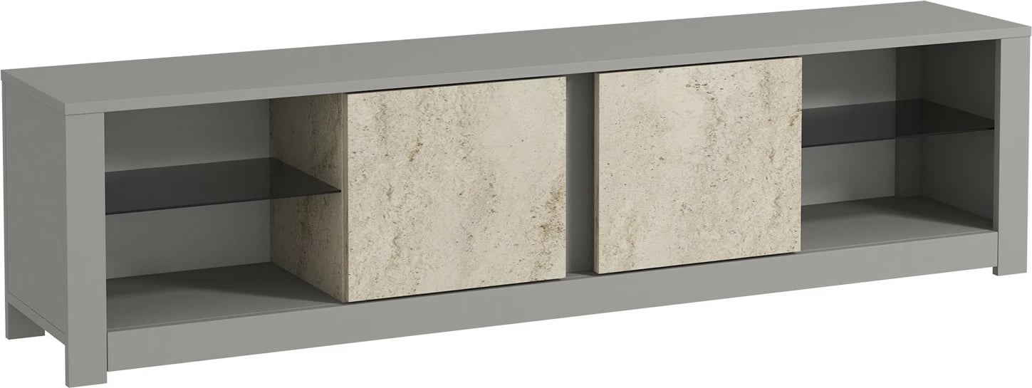 Komodë TV Skye Decor, ngjyrë gri, travertin, Aydos