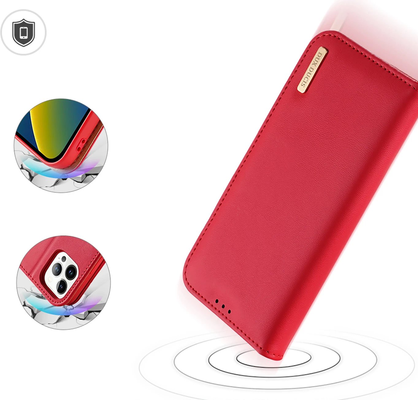 Mbështjellës Dux Ducis Hivo për iPhone 14 Pro Max, lëkurë natyrale, portofol, e kuqe Mbështjellës Dux Ducis Hivo për iPhone 14 Pro Max, lëkurë natyrale, portofol, e kuqe