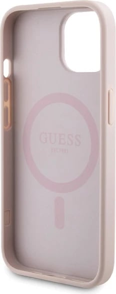 Mbështjellës Guess 4G Metal Logo me powerbank MagSafe 5000mAh për iPhone 15, Rozë, Set