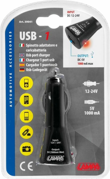 Mbushes Usb Auto 1000 Ma 12/24v