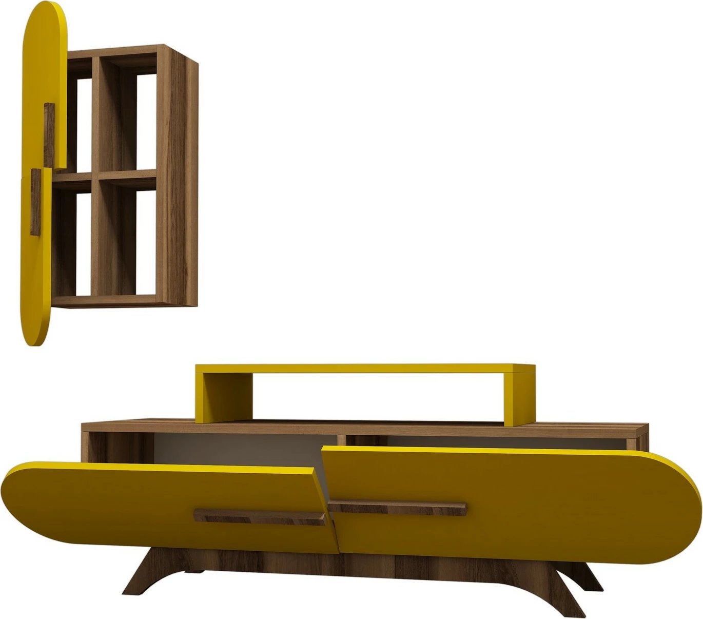 Komodë TV Hanah Home, ngjyrë arrë dhe e verdhë, Rose S