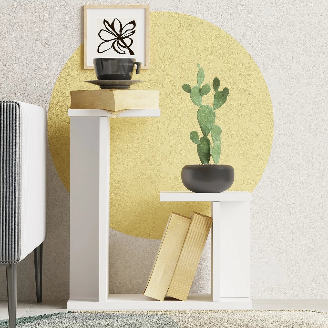 Tavolinë anësore Hanah Home, Mia, e bardhë