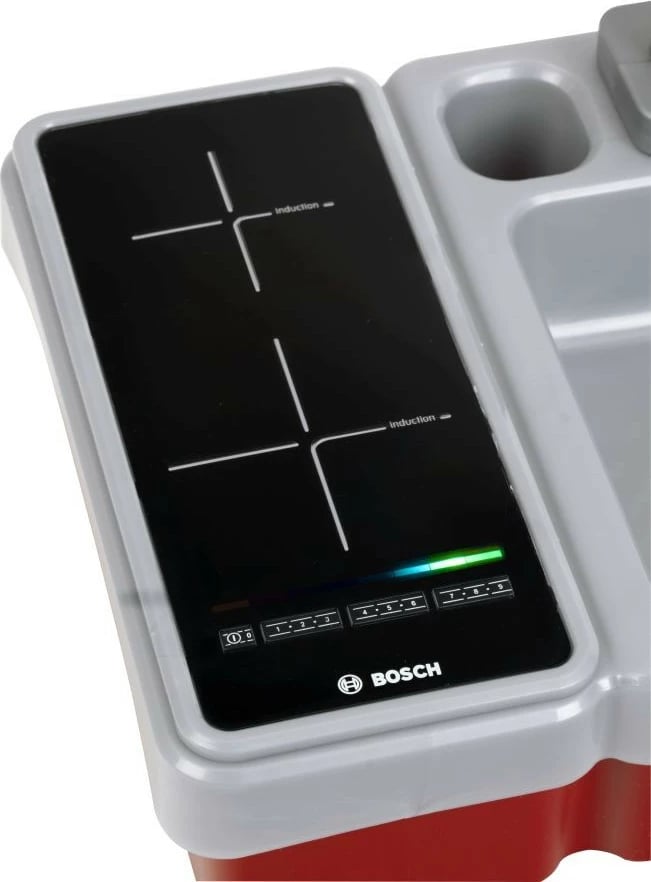 Lavaman kuzhine lodër, Klein 7110, pompë uji dhe drita/tinguj, set aksesorësh, e kuqe/argjendtë/zezë