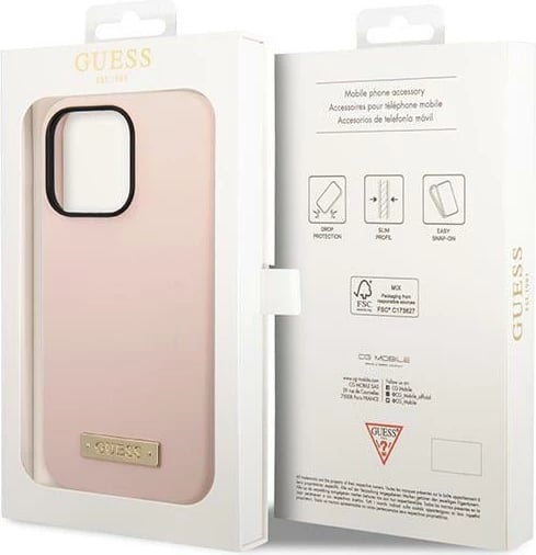 Mbështjellës Guess GUHMP14XSBPLP për iPhone 14 Pro Max 6.7", silikon, MagSafe, rozë