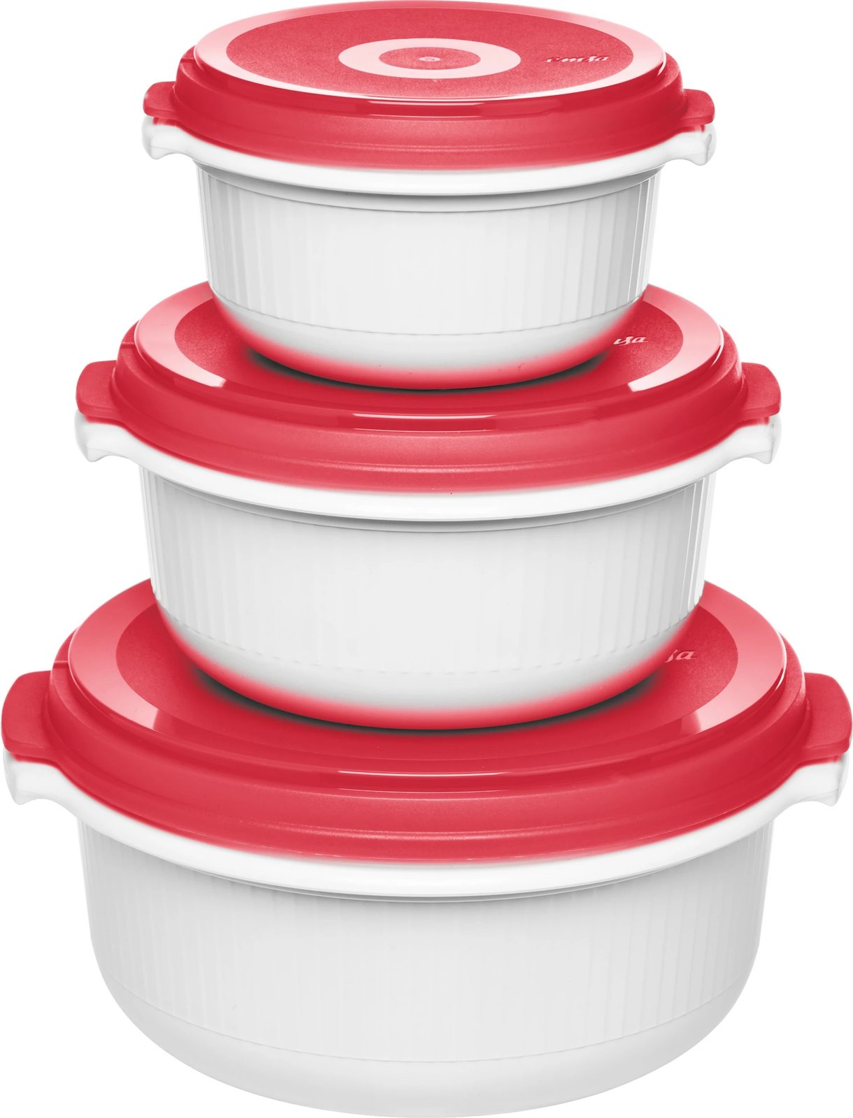 Set ena mikrovale Emsa Micro Family 3 copë, bardhë/kuqe