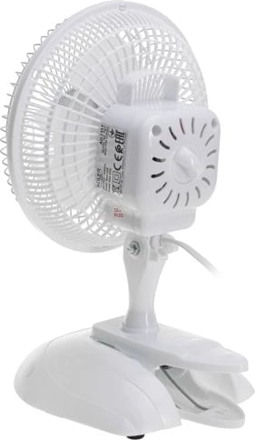 Ventilator tavoline Adler AD 7317 15 cm 2 shpejtësi 30W me bazë dhe kapëse i bardhë