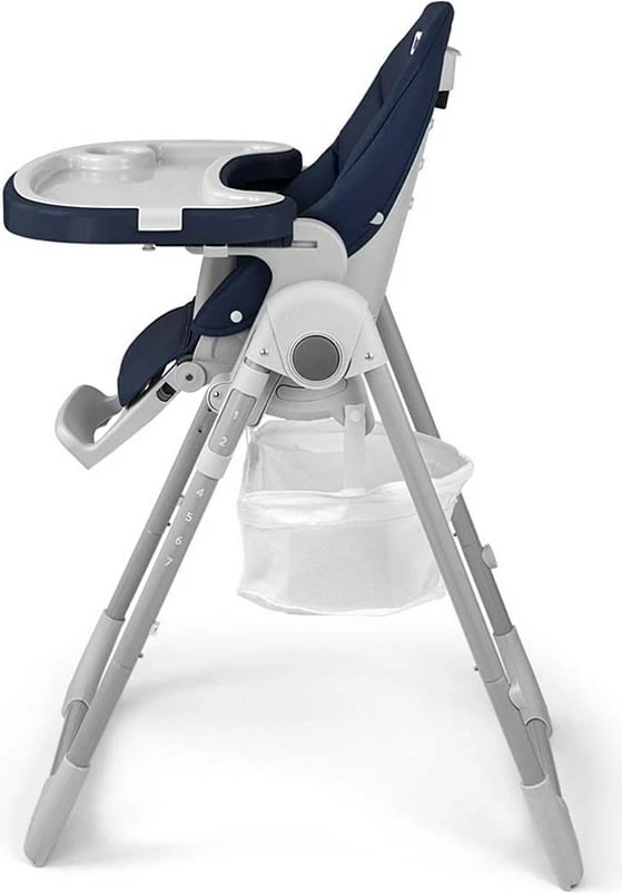 Karrige e lartë bebe, Milly Mally, Bueno Ocean, rregullim lartësie 7-nivel, shpinore reclinueshme, rripa 5-pikësh, 6–36 muaj, blu navy