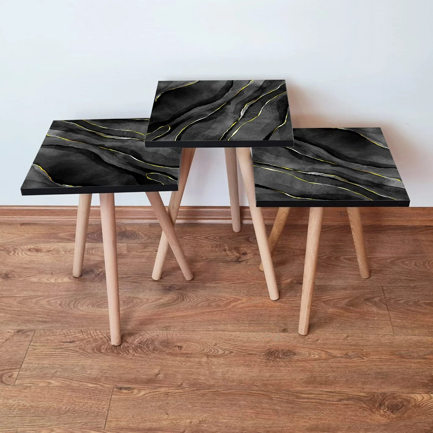 Set tavolinash ndihmëse (3 copë), Skye Decor, 3Shp164, e zezë