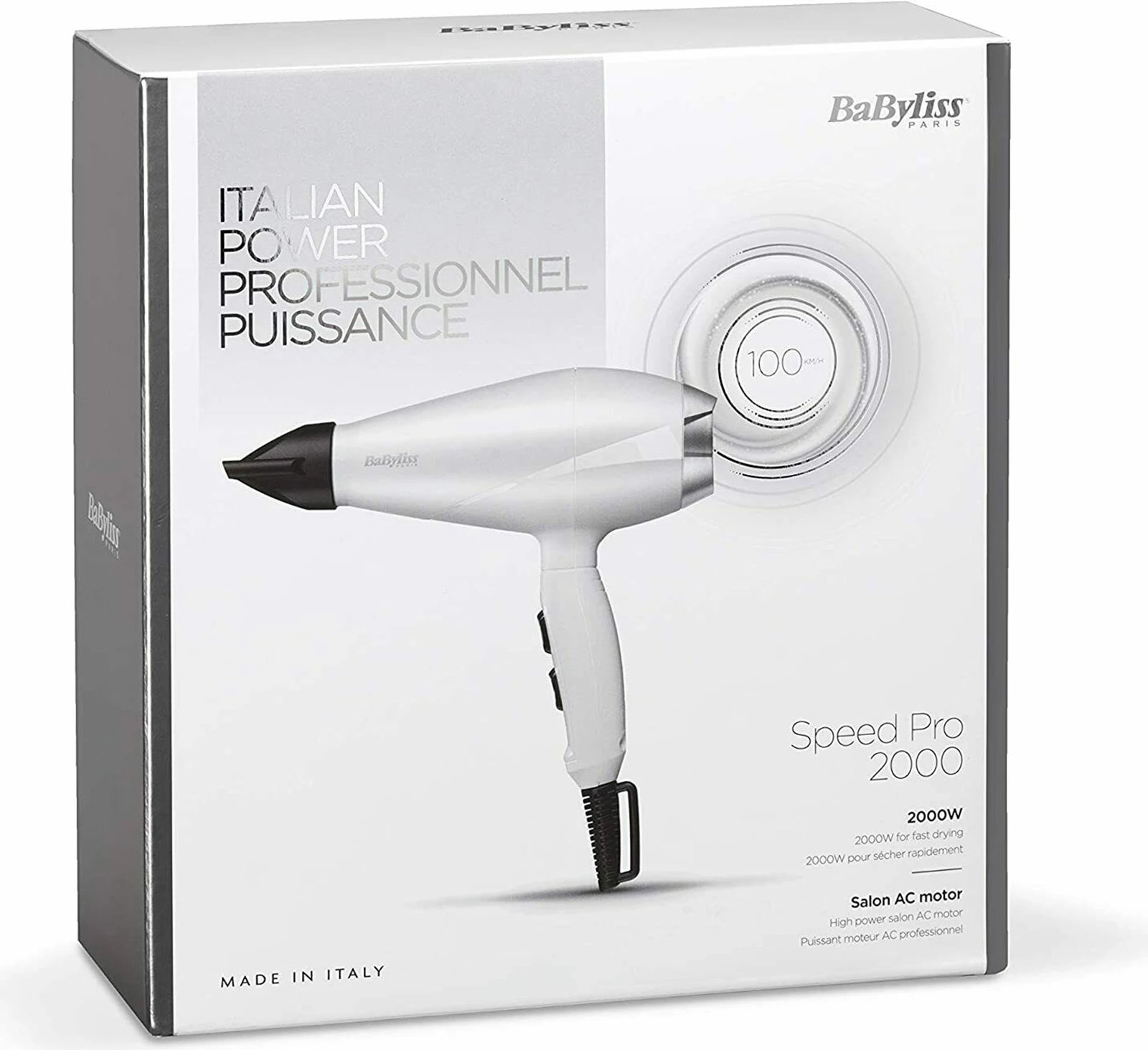 Tharëse flokësh, BaByliss 6704WE, motor AC profesional, 2000W, 2 shpejtësi/2 temperatura + ajër i ftohtë, e bardhë