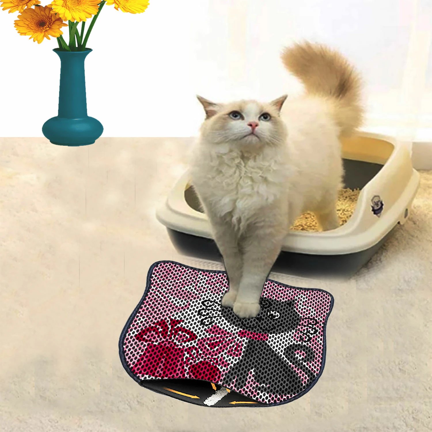 Tapet për rërë mace, shumëngjyrësh, Paws & Whiskers, Kdkafa0058, 40x50cm