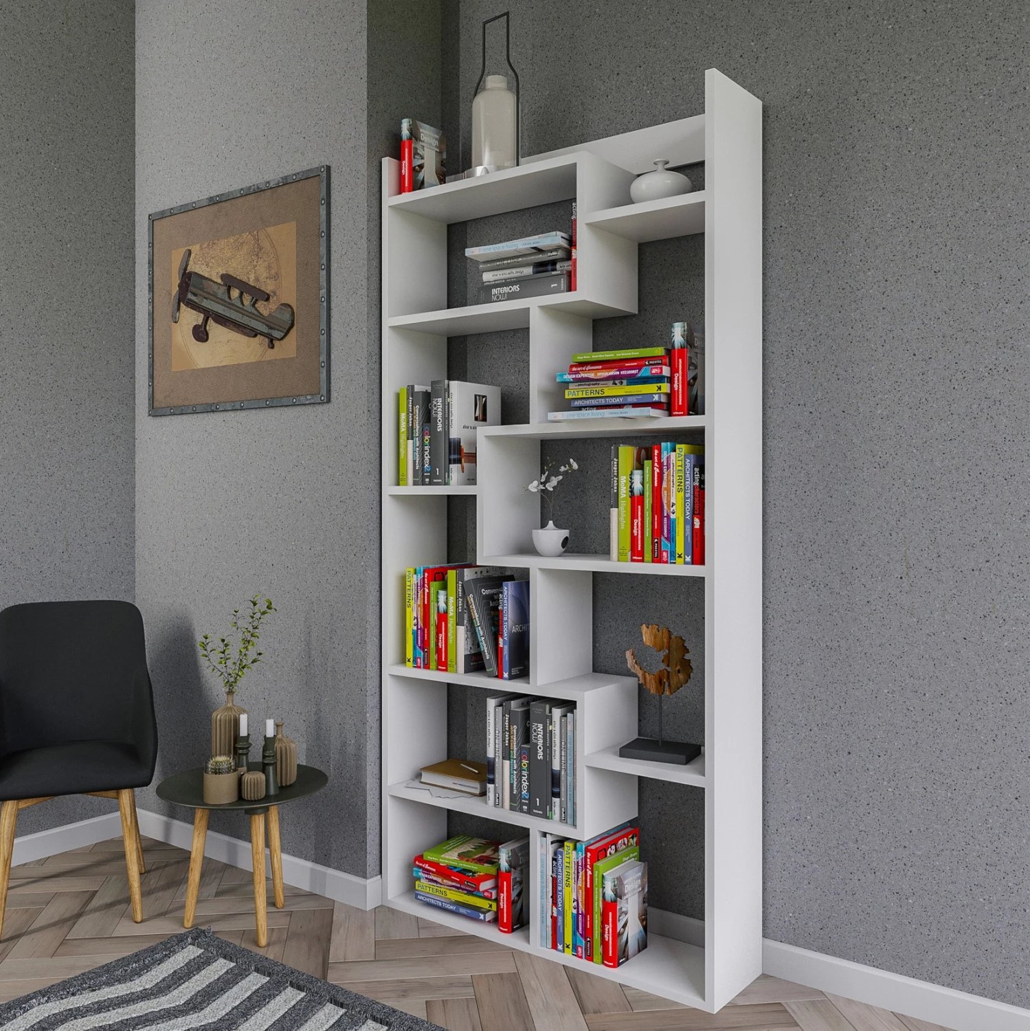 Raft librash melamine, ngjyrë e bardhë, FH8865.01, 90x22x182 cm