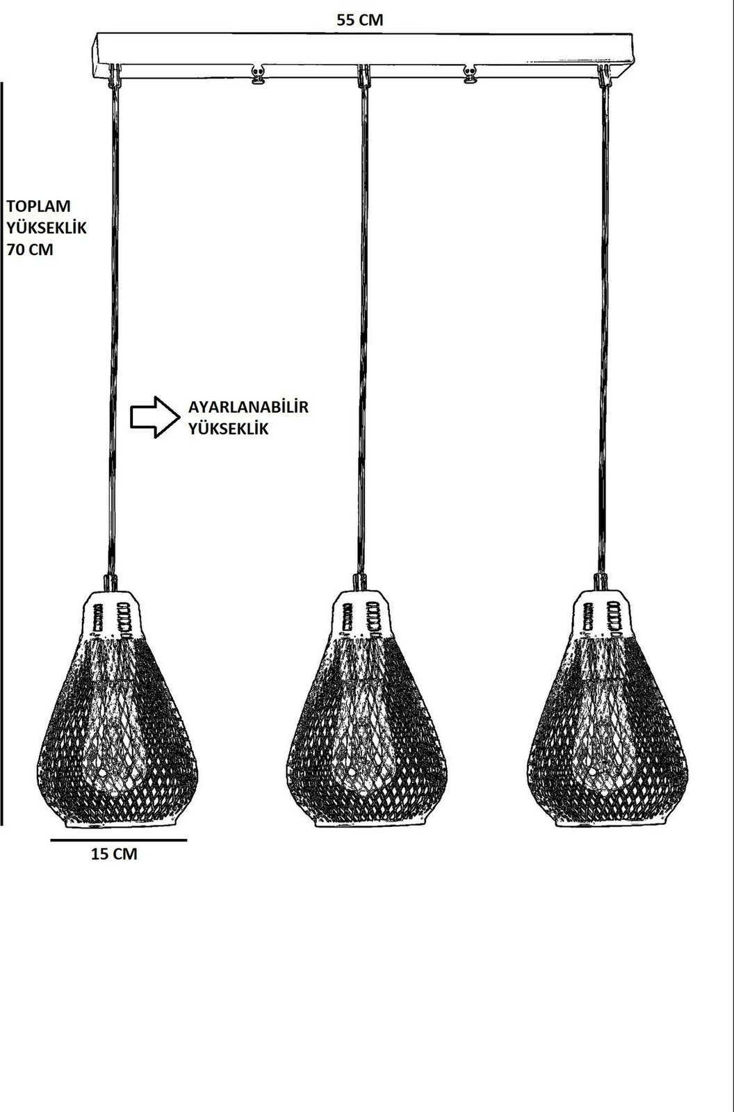 Llambë tavani Opviq Armut, 3 copë, e zezë, varëse