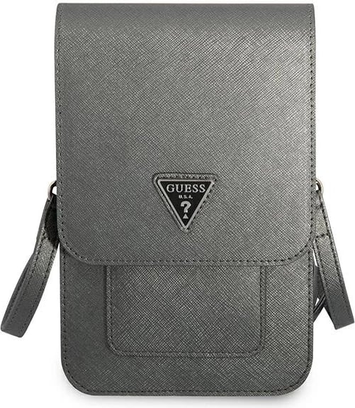 Çantë smartphone Guess Saffiano Triangle, gri