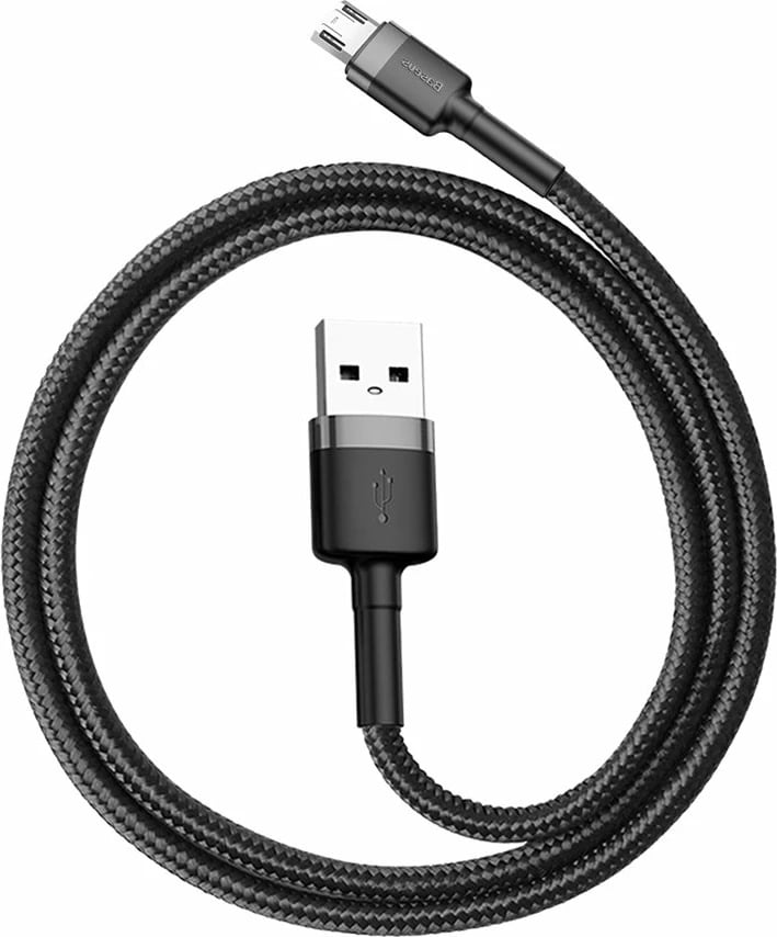 Kabllo Baseus Cafule CAMKLF-AG1, USB-A në micro USB, 0.5m, 2.4A, e zezë-gri