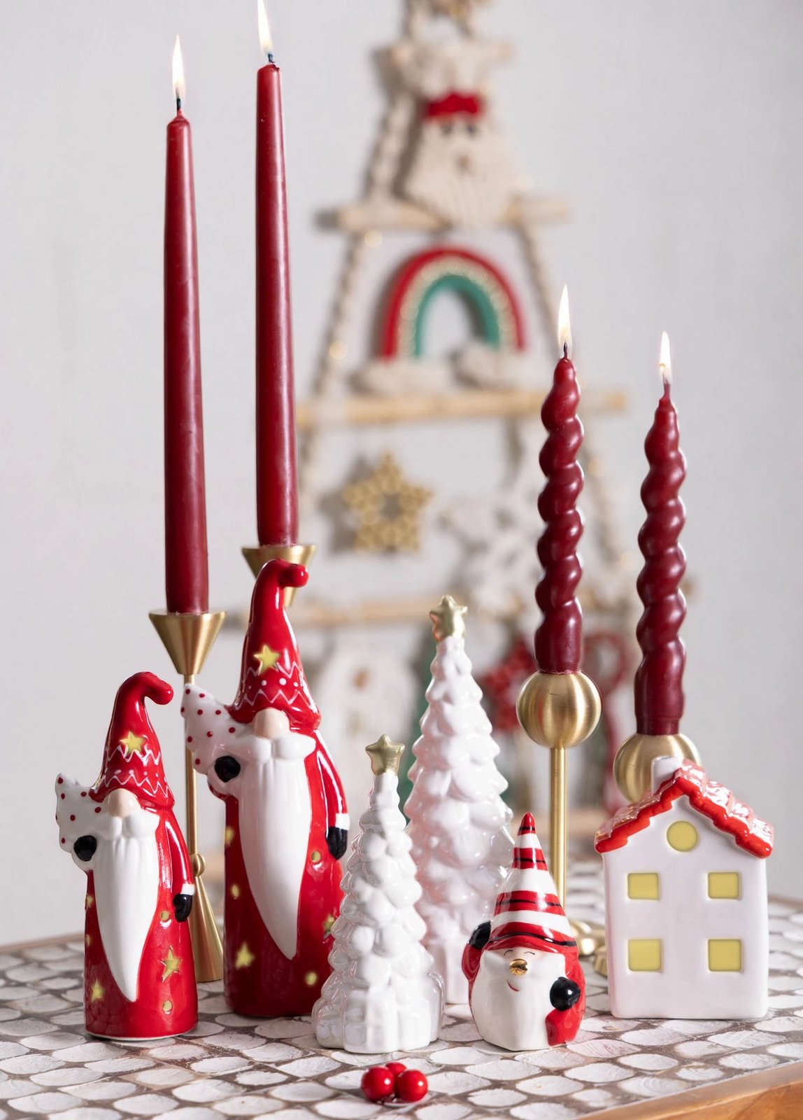 Objekt dekorativ Evila Originals, SUS0148, qeramikë, ngjyrë e kuqe dhe e bardhë