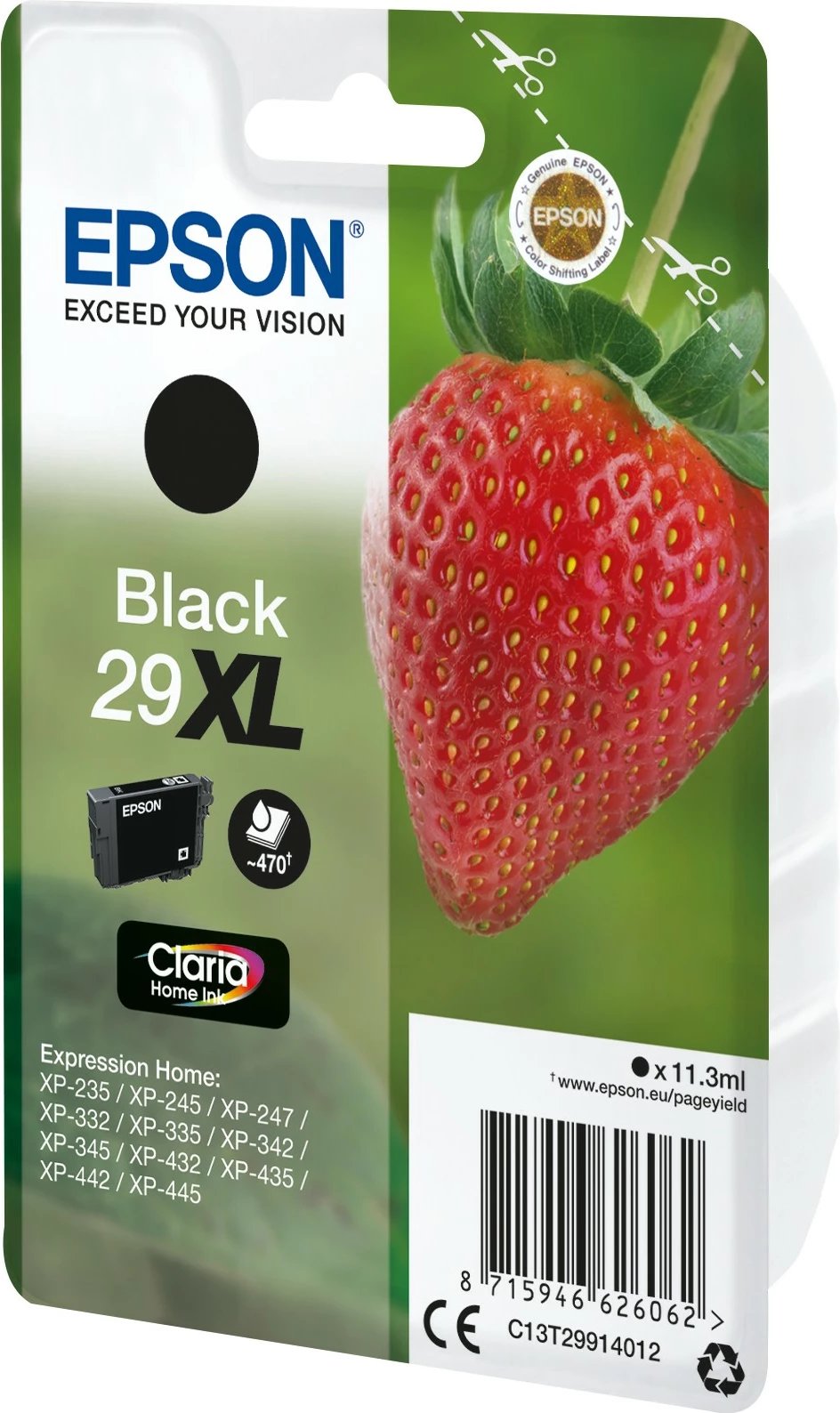 Toner Epson Strawberry Singlepack Black 29XL, High (XL) Yield, 11.3 ml, i zi