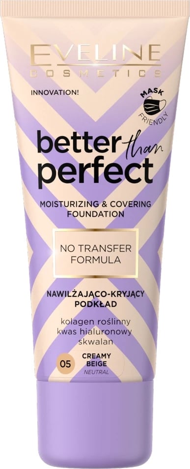 Fondatinë për femra Eveline Cosmetics Better Than Perfect Hydrating-Coverage 05 Creamy Beige 30ml