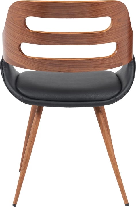 Karrige Fern, lëkurë PU e zezë, dru arre, 52x59x80cm