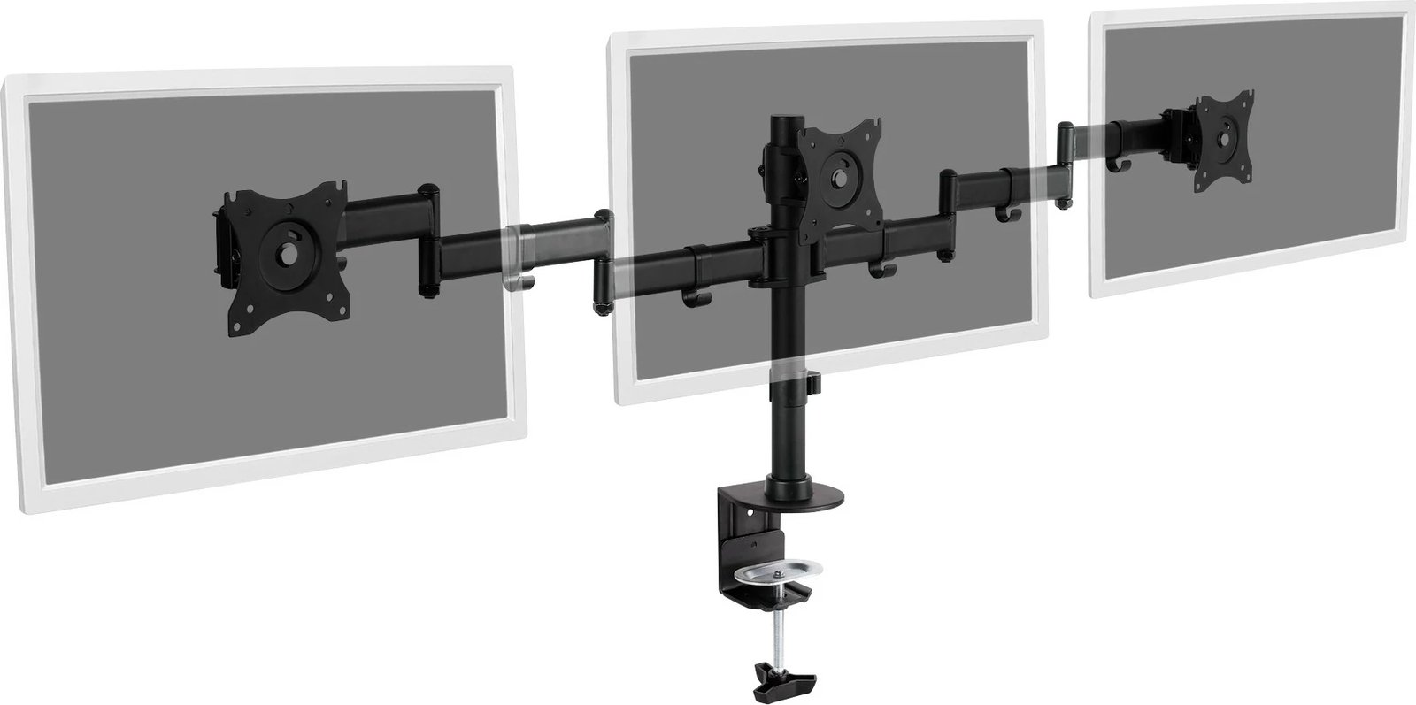 Mbajtës monitorësh Digitus Universal Triple, për 3 monitorë, VESA 100x100 mm, rregullim lartësie, i zi