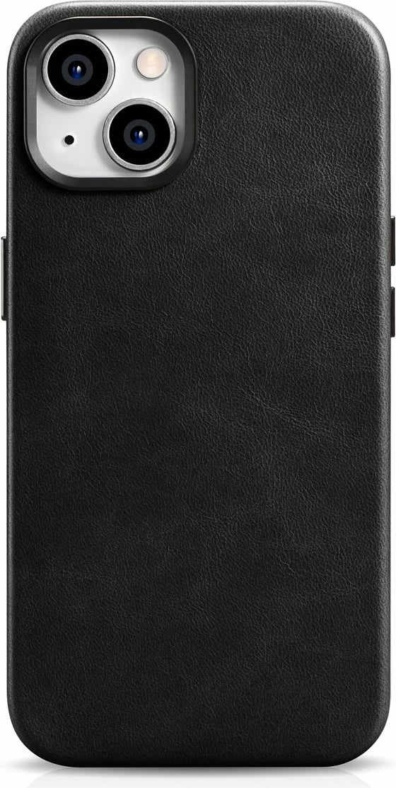 Mbështjellës iCarer Oil Wax Premium Leather për iPhone 14 Plus me MagSafe, i zi