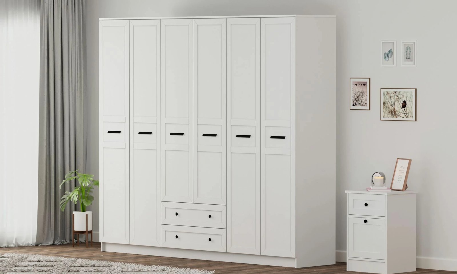 Dollap garderobe, ngjyrë e bardhë mat, Skye Decor, RB-168-01-006