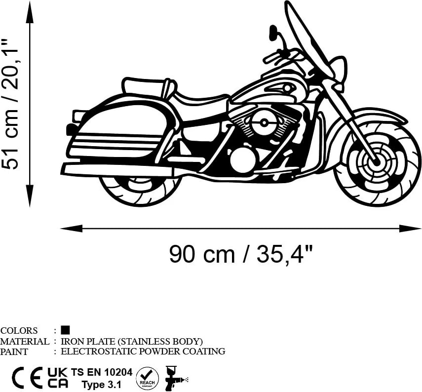 Aksesor dekorativ për mur, metal, motorçikletë, Wallity