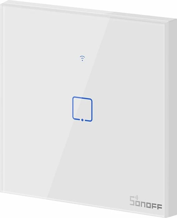 Ndërprerës Inteligjent me Prekje SONOFF T1 EU TX, Wireless + RF 433, 1 Kanal, i Përshtatshëm me iOS/Android, Amazon Alexa/Google Assistant, me Panel Xhami, i Bardhë.