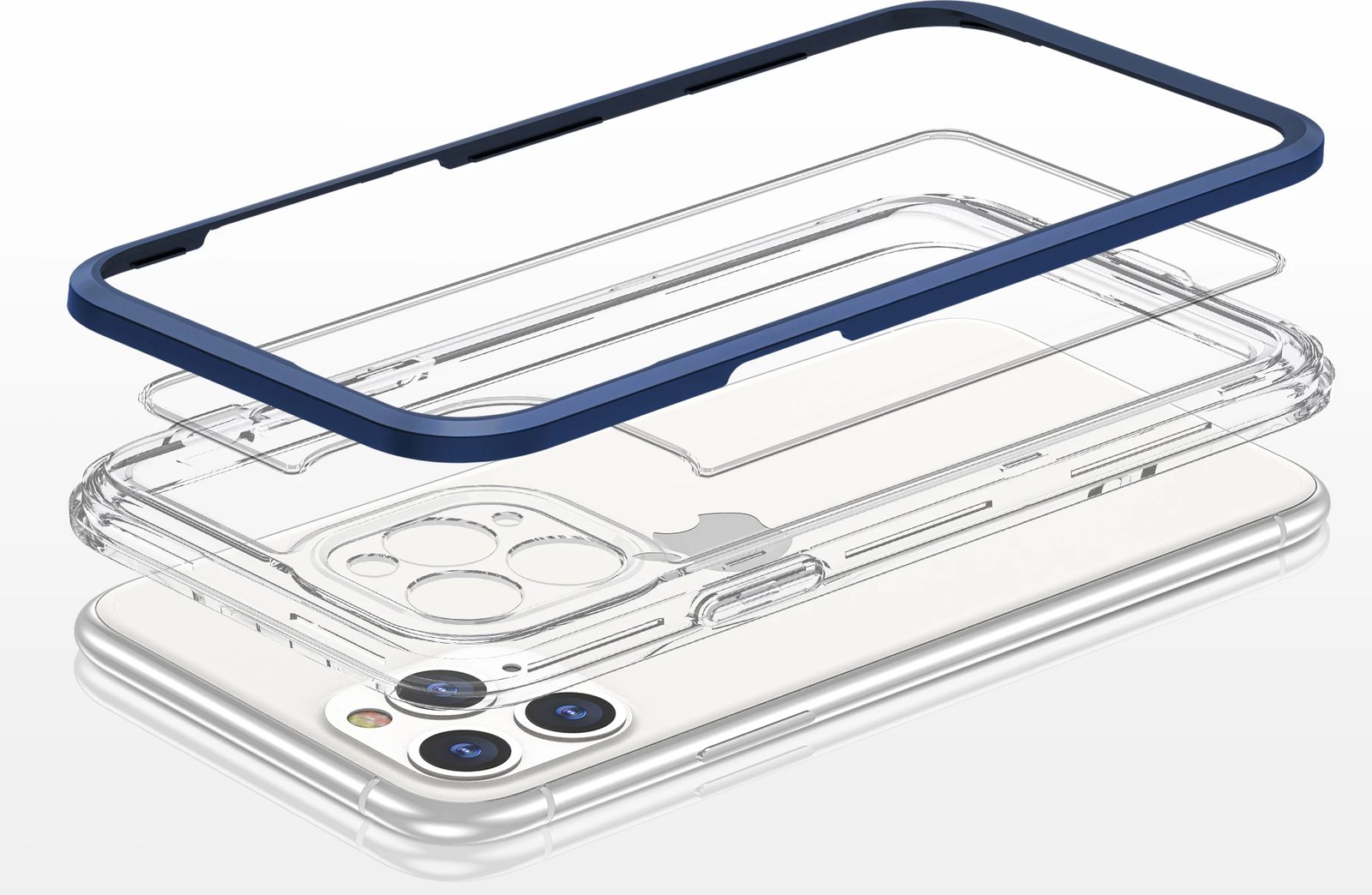 Mbështjellës Hurtel Hybrid Armor Clear 3in1 për iPhone 11 Pro Max, Kaltër/Transparent