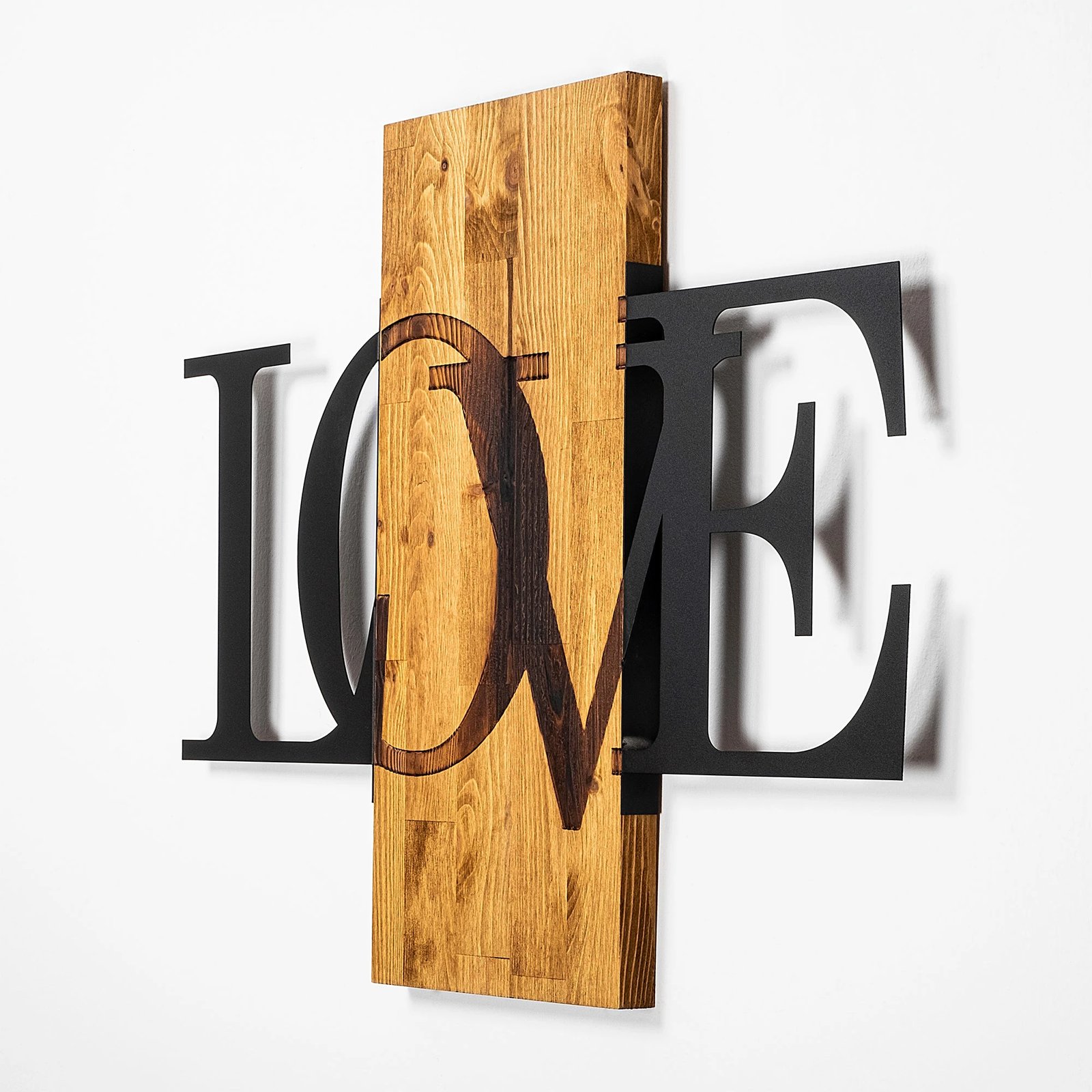 Aksesor dekorativ për mur, dru dhe metal, ngjyrë arre dhe e zezë, Wallity MA-303, 58x73cm