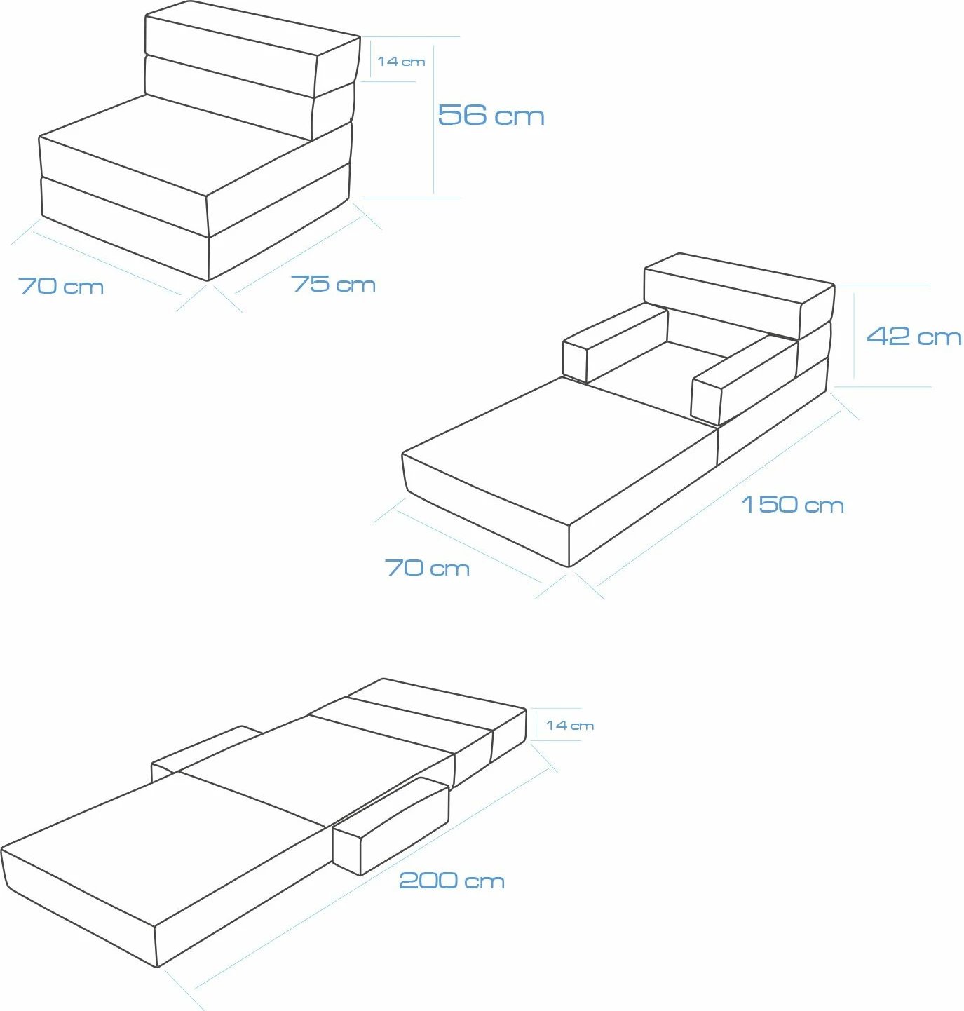 Krevat-karrige një vendës, Melissa, ngjyrë gri