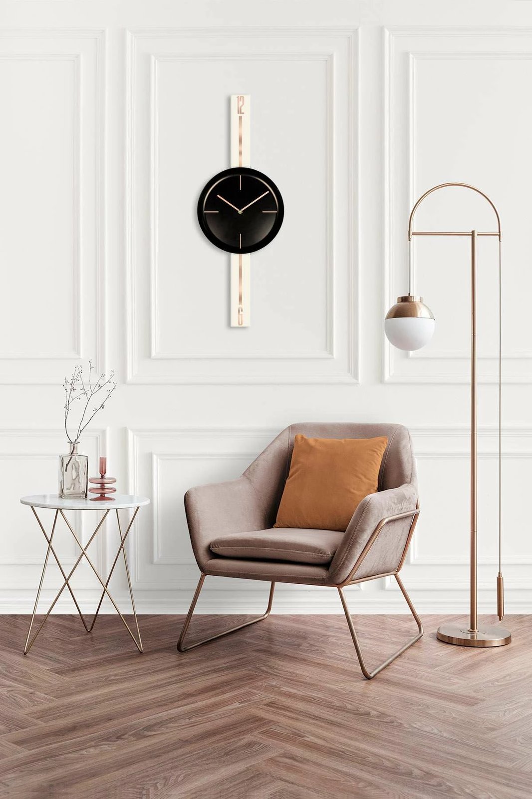 Orë muri dekorative, Wallity, Vlnt103Krsyh, krem e zezë, 30x80cm