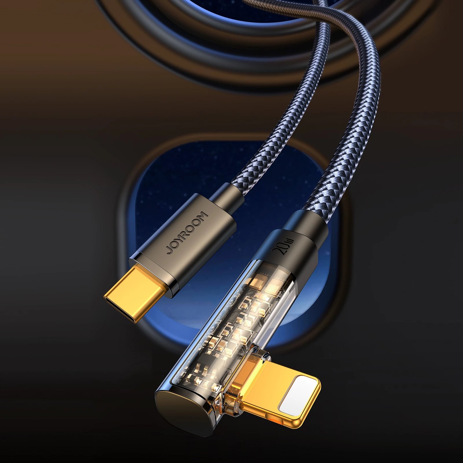 Kabllo Joyroom S-CL020A6 Lightning (me kënd) / USB-C (drejt), 1.2m, 20W, e zezë