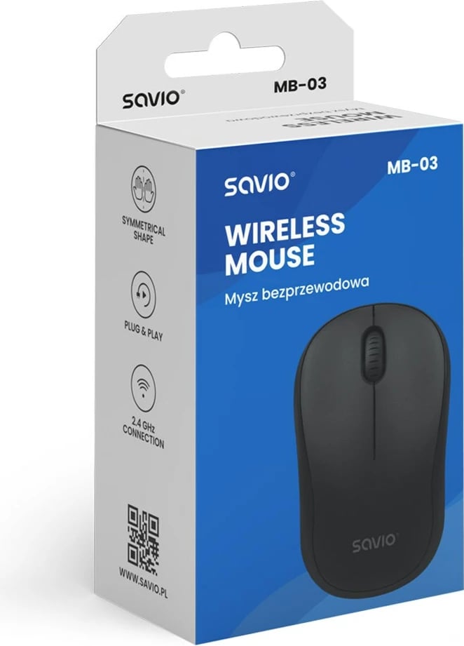 Maus SAVIO MB-03, Bluetooth, për zyrë, Zi