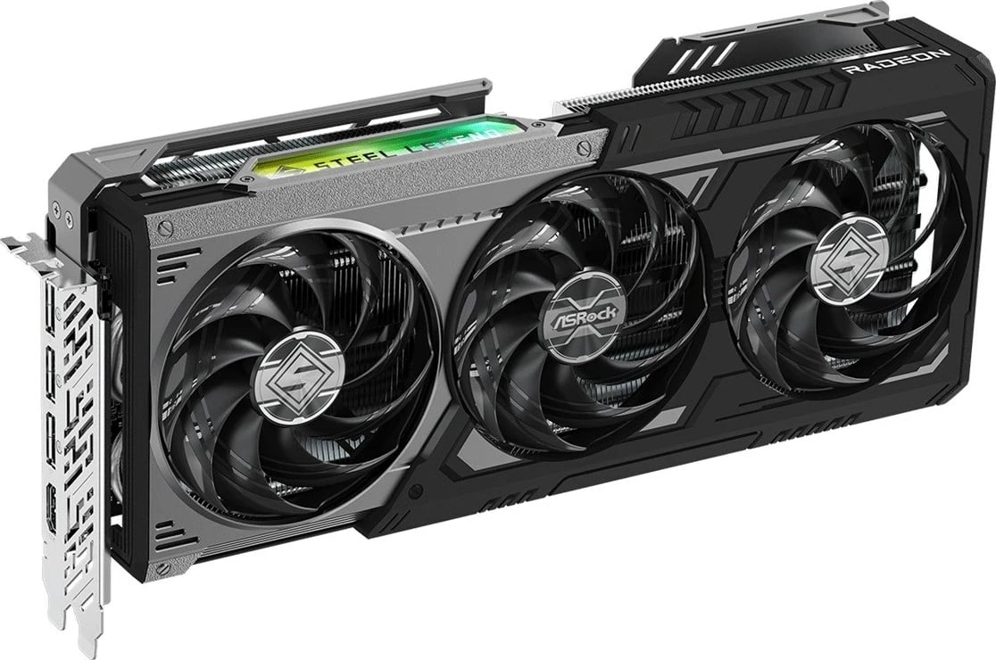 Kartë grafike ASRock AMD Radeon RX 9070 XT Steel Legend Dark, 16 GB, e zezë