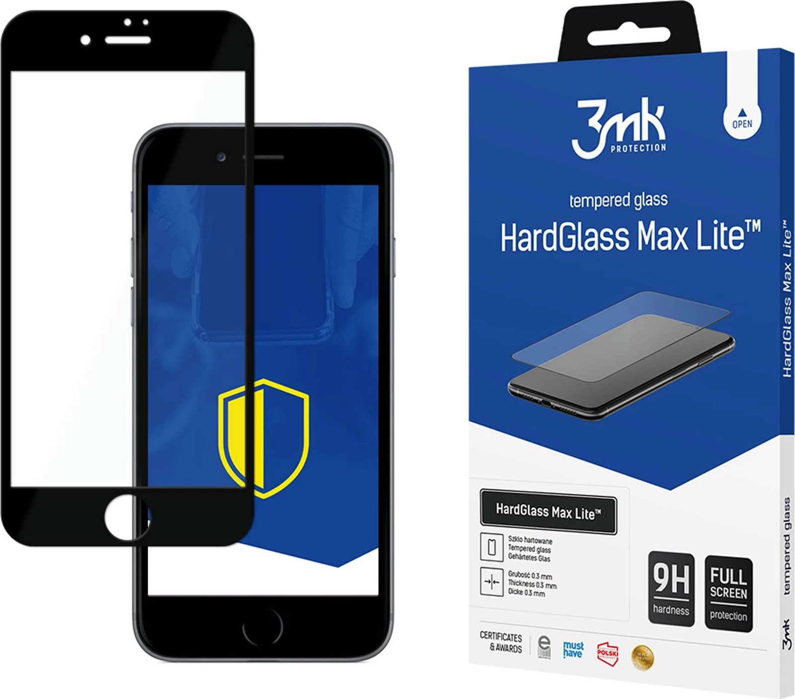 Xham mbrojtës 3mk HardGlass Max Lite për iPhone 7/8, me kornizë të zezë