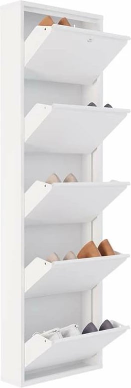 Dollap këpucësh Skye Decor, metalik, 5 pjesë, me kyç, i bardhë