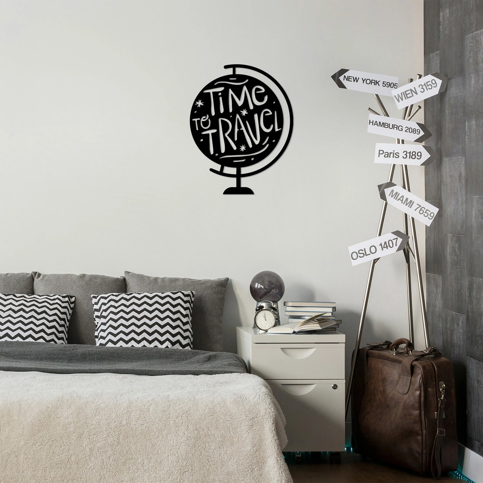 Aksesor dekorativ metalik për mur, Wallity, Time To Travel - 457
