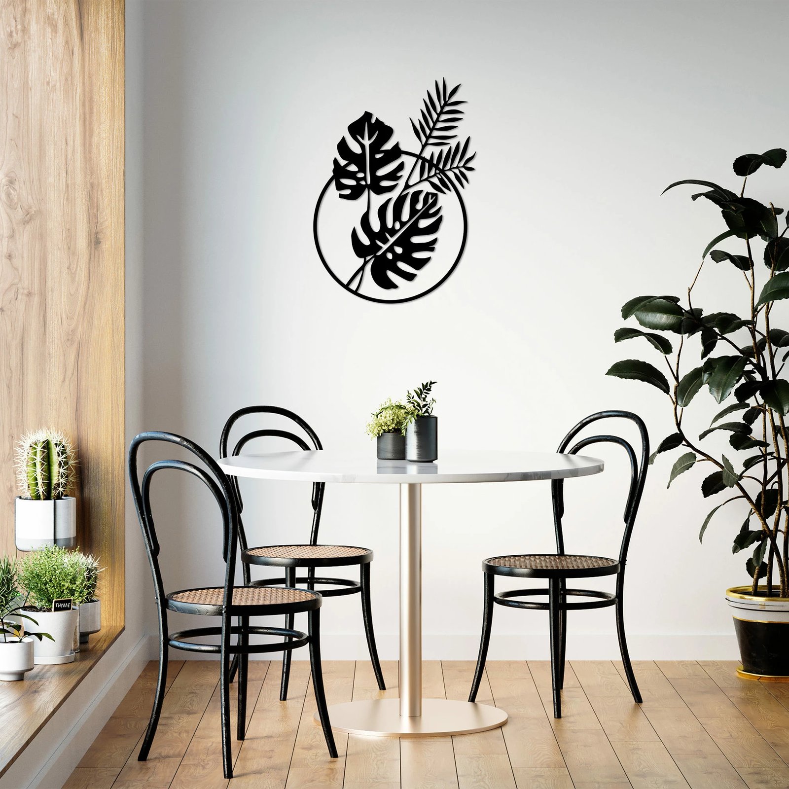 Aksesor dekorativ metalik për mur, gjethe, Wallity