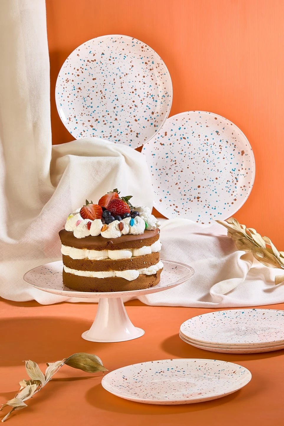 Set pjatash për ëmbëlsira (7 copë), Hermia, Punti, e bardhë