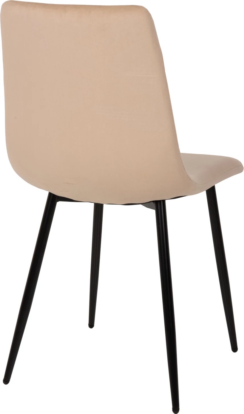 Karrige ngrënieje LATRELL FH8587.05, kadife ecru & këmbë metalike të zeza, 43x54x88H cm., set prej 4 copë