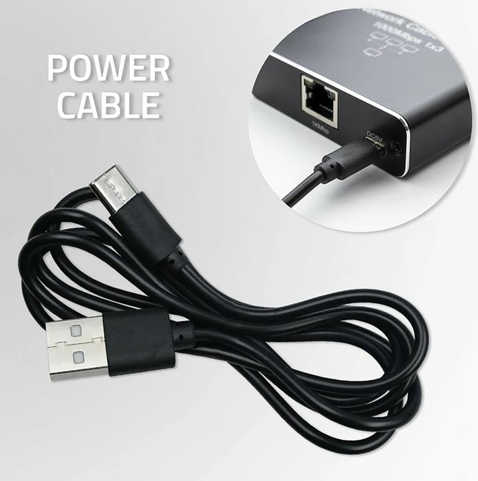 Switch rrjeti Qoltec 52293, 5 porta RJ45, 1000Mb/s, alumini, USB-C