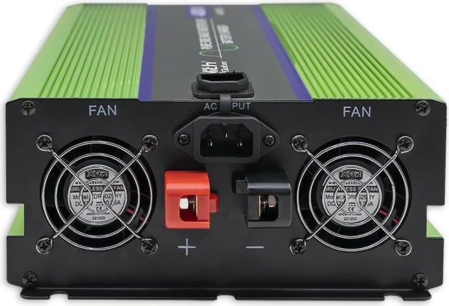 Konvertues voltazhi Qoltec Monolith 51945, 12V në 230V, 3000W/6000W, valë e pastër, LCD, Gjelbër