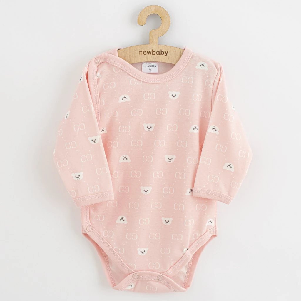 Body bebe, NEW BABY Classic II, 100% pambuk, me mëngë të gjata, mbyllje me kapëse përgjatë, madhësia 68 (4-6m), e bardhë