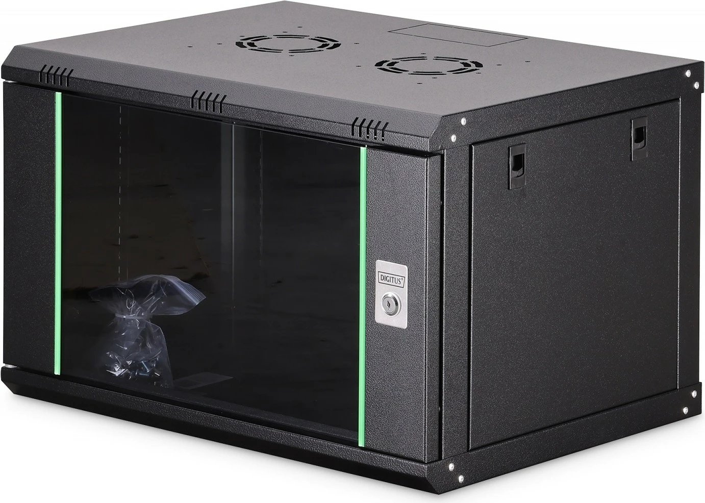 Kabinet rrjeti muror Digitus DN-37101 19" 7U 385x600x450 mm xhami IP20 60 kg montim në mur i pamoshëm, i pa-montuar, zi