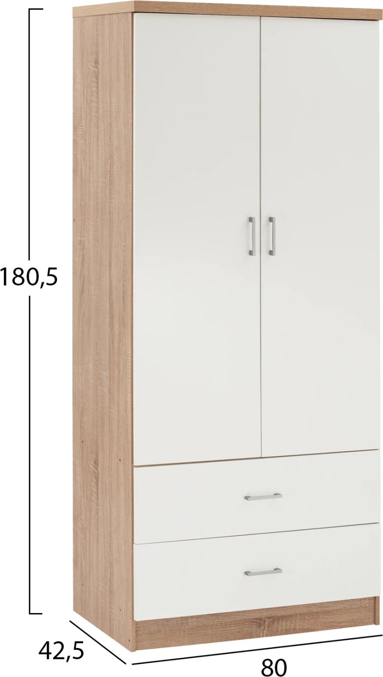 Dollap gardërobe FH338.06, 80x42,5x180,5 cm, i bardhë