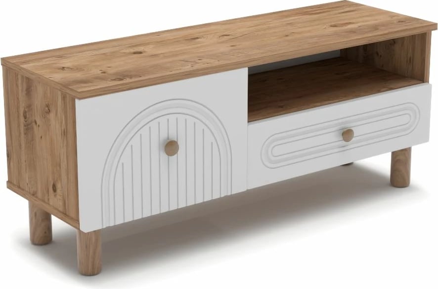 Komodë TV Skye Decor, Bellora 105, ngjyrë pishë Atlantike dhe e bardhë