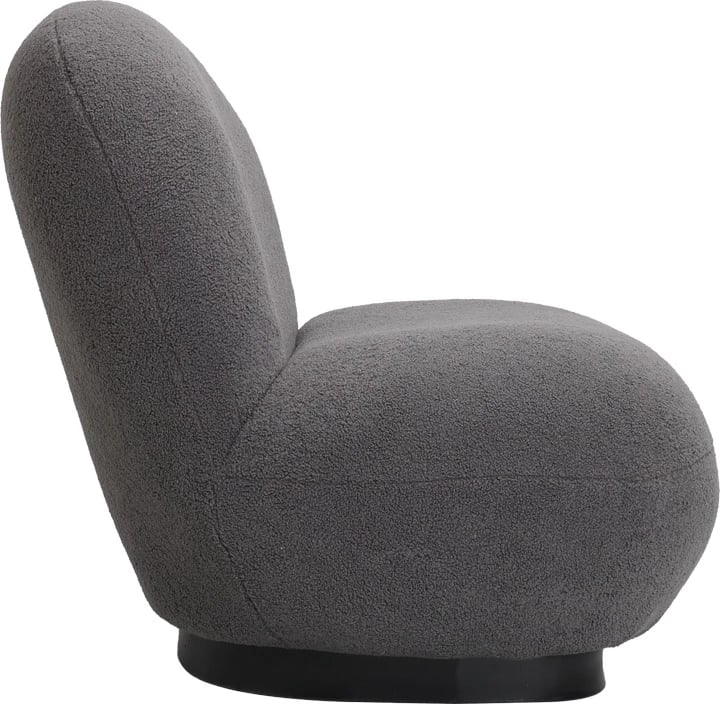 Fotel Rosalie, material teddy gri i errët, bazë e zezë, 85x82x77cm