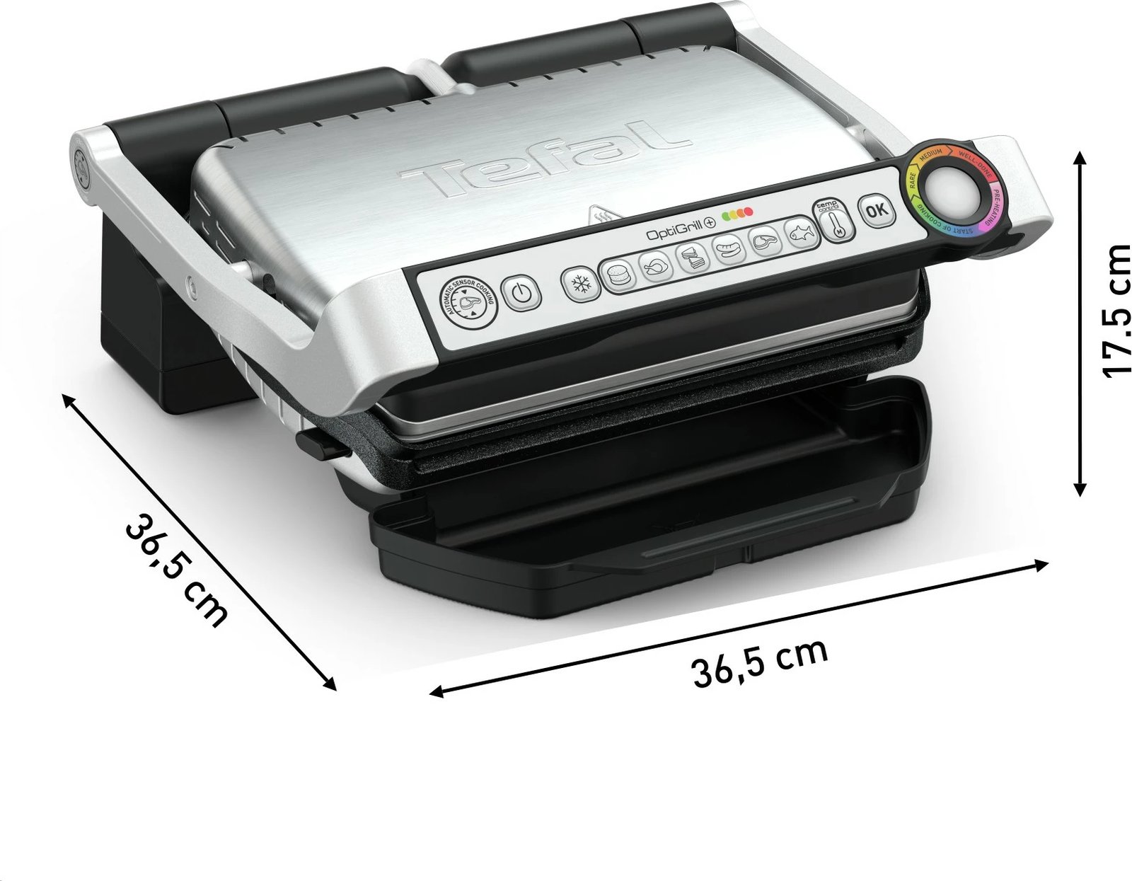 Grill elektrik Tefal OptiGrill + GC714D, 600 cm², çelik inox