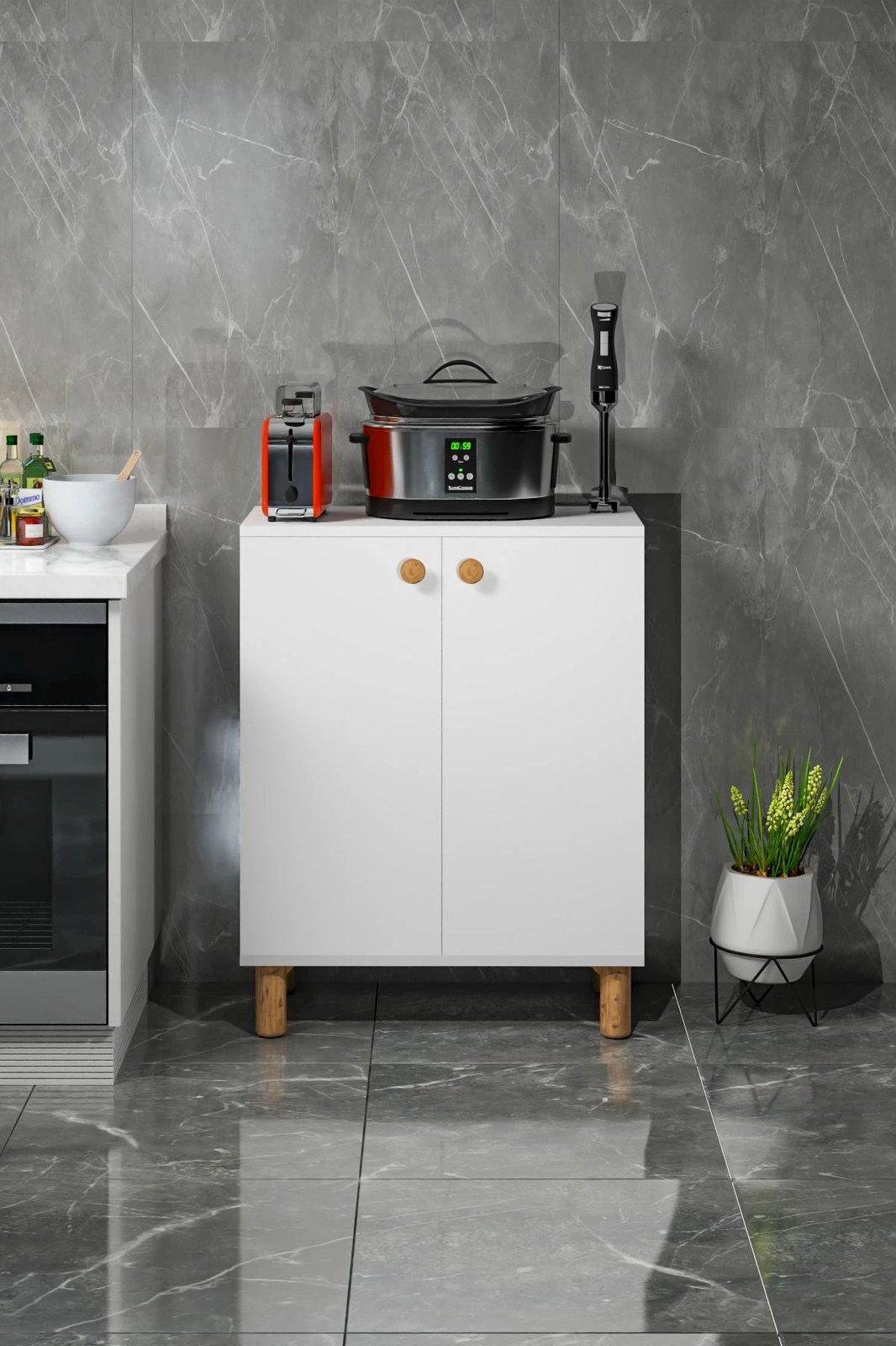 Dollap multifunksional Skye Decor, Toriva W, ngjyrë Atlantic Pine dhe e bardhë