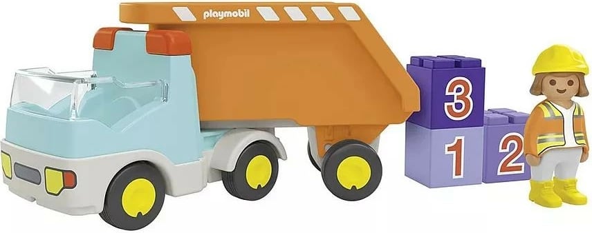 Set lodrash Playmobil Junior 71685 me kamion dhe figurë ndërtuesi, 6 pjesë